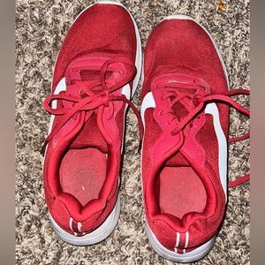 Red sporty shoes from Walmart never really worn